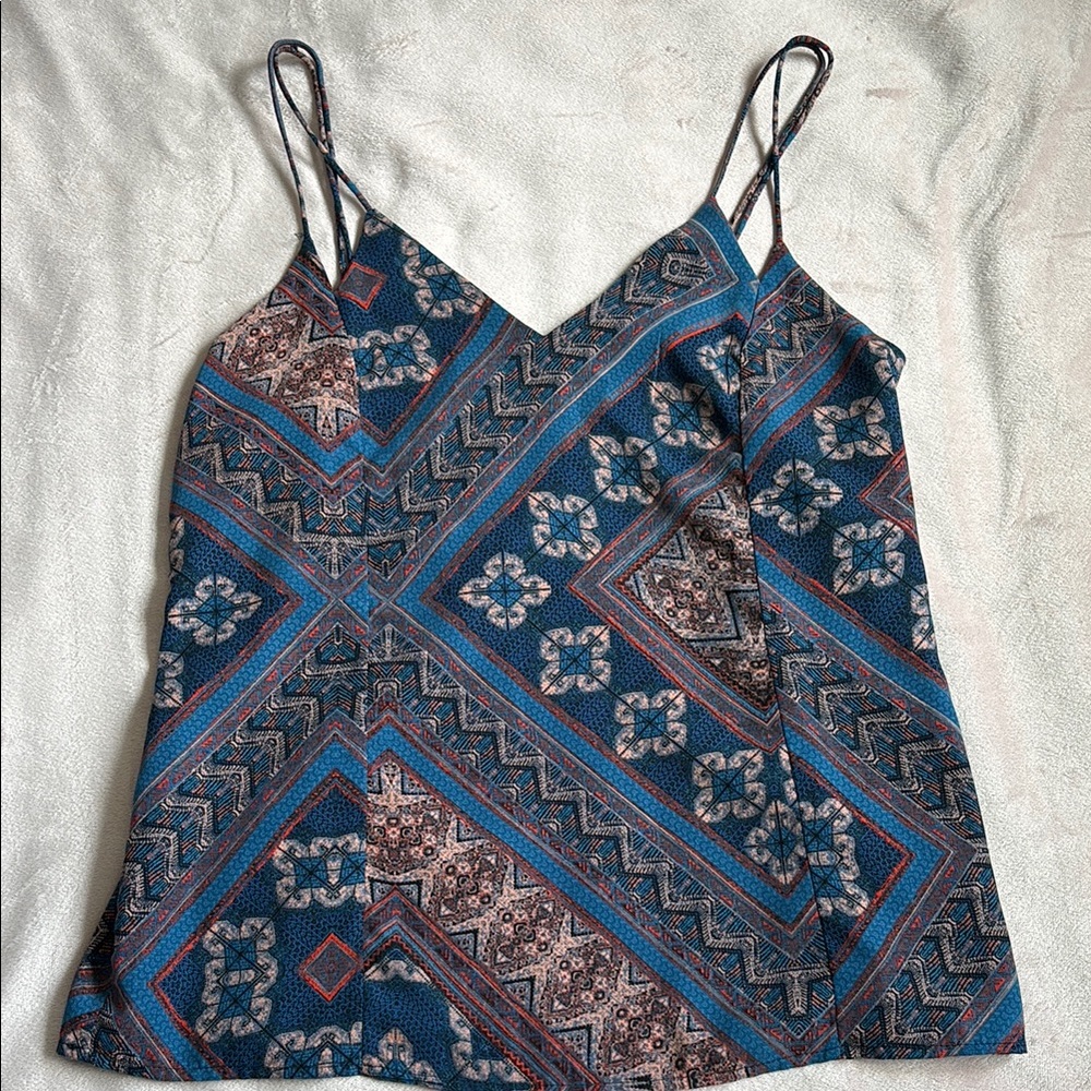 Skies Are Blue Geometric Camisole in Blue and Red